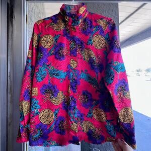 Vintage 1980's Tess colorful floral button down top size 6